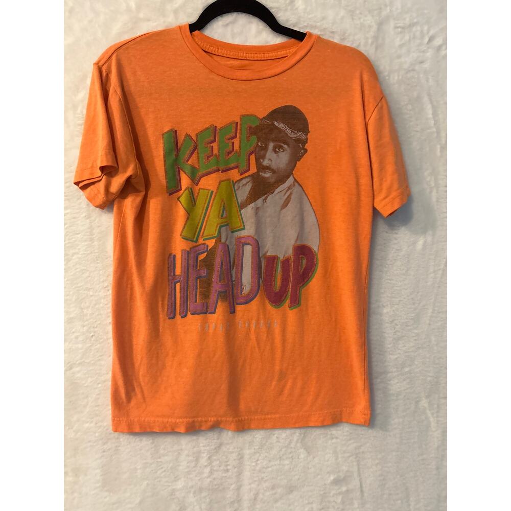2Pac Keep Ya Head Up T Shirt Mens Large Orange Rap Graphic Tee Large